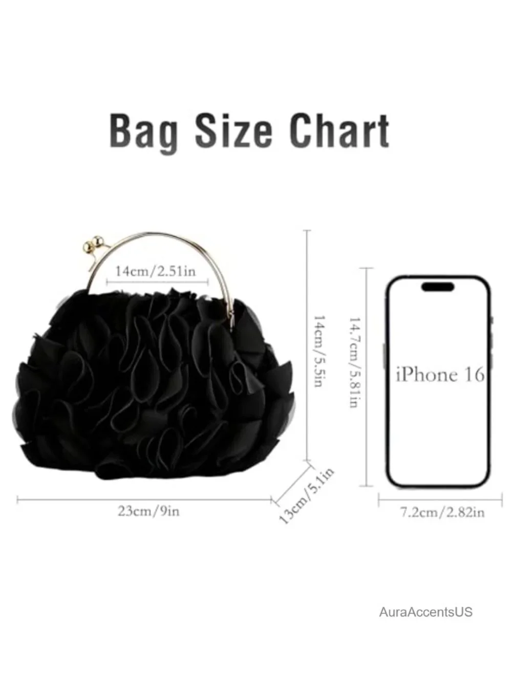 Floral Satin Evening Clutch with Chain - Wedding Purse